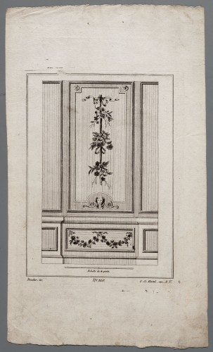 Ornamentprent. Wandindeling met gedecoreerde panelen (Duitse kopie).